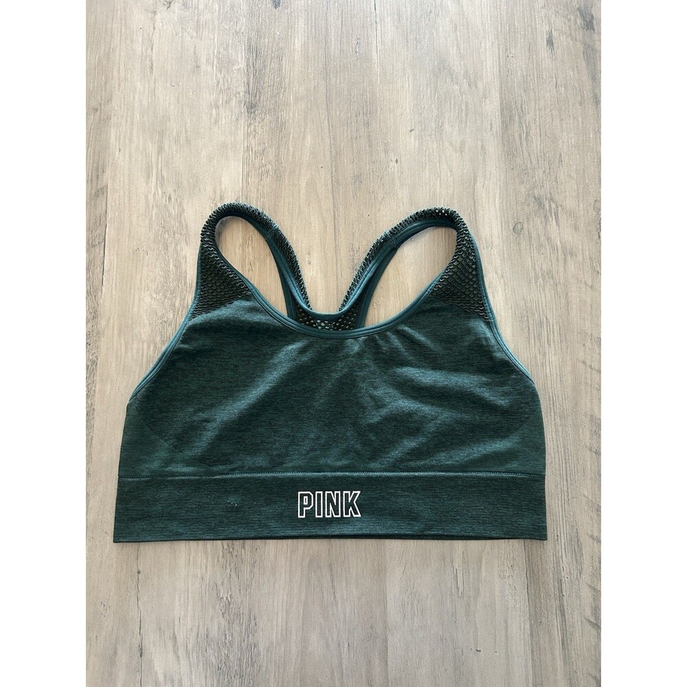 VICTORIAS SECRET SPORTS BRA LIGHTLY LINED Medium GREEN RACERBACK